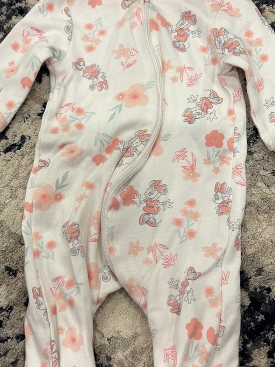 Disney Other - Disney Cream One-Piece Footie with Pink Floral Minnie Print